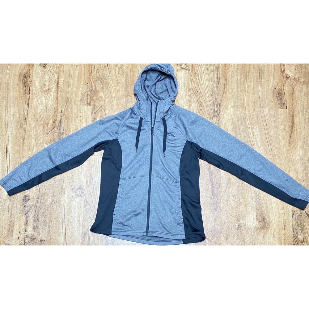 The North Face Womens Heathered Grey Navy Blue Full Zip Hoodie NF0A2SVO SP17 med